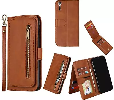 $14.50 • Buy Sony Xperia Xz Leather Wallet 9 Card Slots Vertical Flip &Zip