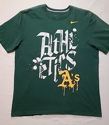 Nike Oakland A's Athletics T Shirt Size XL Green Short Sleeve MLB Baseball • $11.88