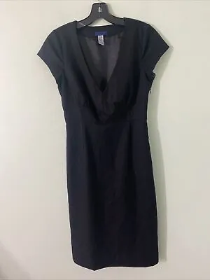 J.CREW Wool Blend V-Neck Black Cap Sleeve Career Dress Size 0 Workwear • $30
