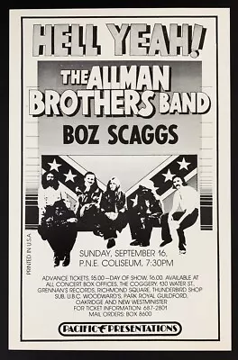 Allman Brothers POSTER Boz Scaggs 1973 Vancouver Original Pacific Presentations • $274.99