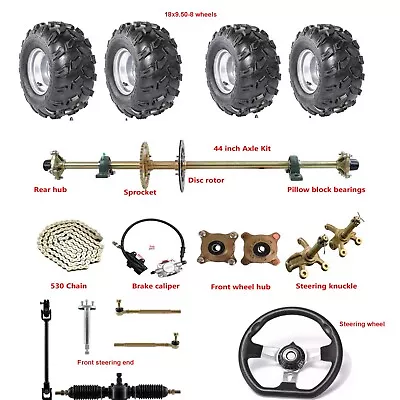 44  Go Kart Rear Axle Kit Complete Wheels Steering Assembly Rear Brake 4 Wheeler • $27.48