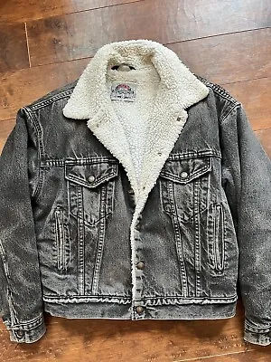 Vintage Levis Authentic Made In USA Sherpa Lined Distressed Trucker Jacket READ • $54.99