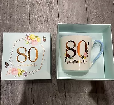 80th  Birthday Boxed Decorative Mug New • £4.99
