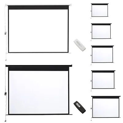 Manual Pull-Down /Motorised Projector Screen 4:3 Or 16:9 Home Cinema Classroom • £40.99