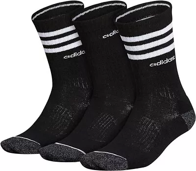 Adidas Men's 3-Stripe Crew Socks (3-Pair Black New Nip • $17.29