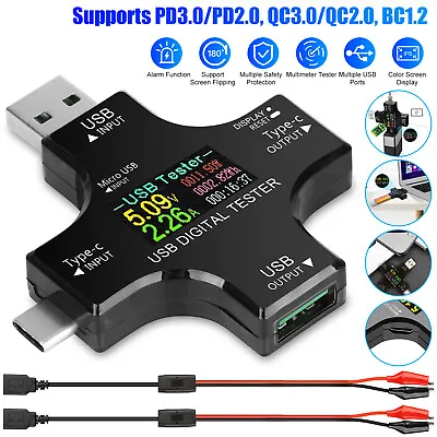 USB Type-C Meter Tester Digital Multimeter Current Voltage Power Detector +Cable • $19.98