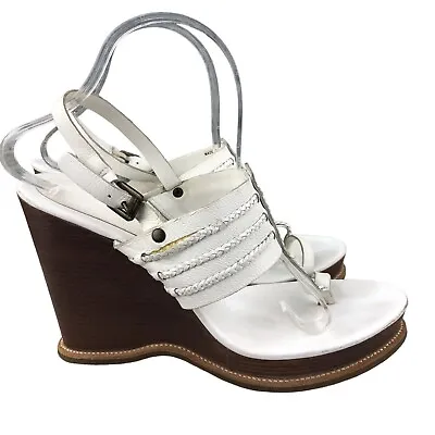 KORS Michael Kors Women's Size 10M White Toe Ring High Heel Wedge Sandals BRAZIL • $34.62