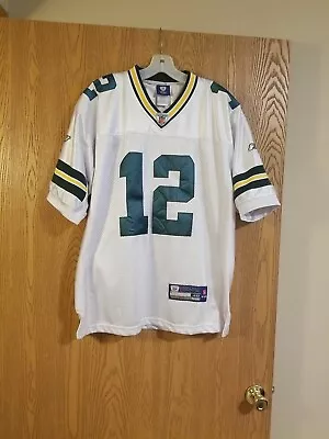 Aaron Rodgers #12 Green Bay Packers Sewn Reebok On Field White Jersey Sz 48 • $25.97