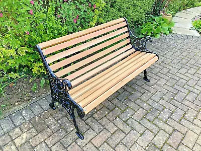 Restored Cast Iron And Solid Oak Garden Bench • £199