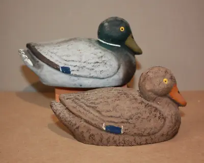 Vintage Salesman's Sample Decoy Pair  Mallards Paper Mache Miniature Carry-Lite • $115