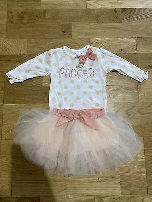 Next Baby Girl 6-9 Months Peach Polka Dot Body Suit And Tutu 2 Piece Set • £4.99