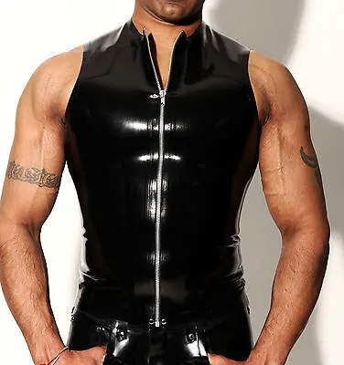 Mens Rubber Sleeveless T Shirt With Zip • £68.50