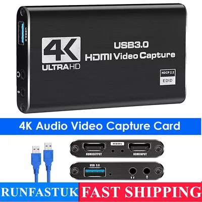 4K Audio Video Capture Card USB 3.0 HDMI Video Capture For Switch PS4 PS5 OBS PC • £18.99