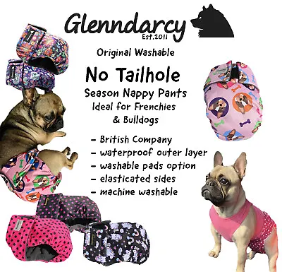 £12.99 • Buy Glenndarcy No Tailhole Female Dog Nappy - French Bulldog / Bulldogs - M To XXXL