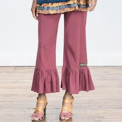 Matilda Jane Plum Pink Big Ruffle Legging Pants Crop Size S • $27.99