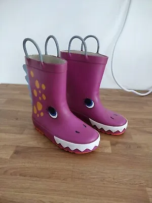£6 • Buy Next Girls Size 10 Infant Child Wellies Wellington Boots Pink Purple Dinosaur