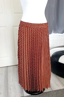 £2.99 • Buy Polka Dot Brown Maxi Pleated Skirt 12/14