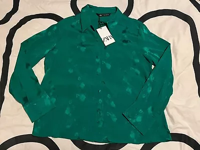 Zara Green Floral Shirt Size XL 12 14 16 BNWT • £12.99