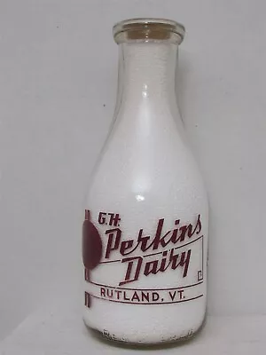 TRPQ Milk Bottle G H Perkins Dairy Farm Rutland VT RUTLAND COUNTY 1947 RARE • $34.99