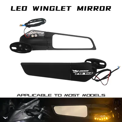 LED Light Larger Wing Rear View Winglets Side Mirrors For HONDA CBR1000RR • £51.59