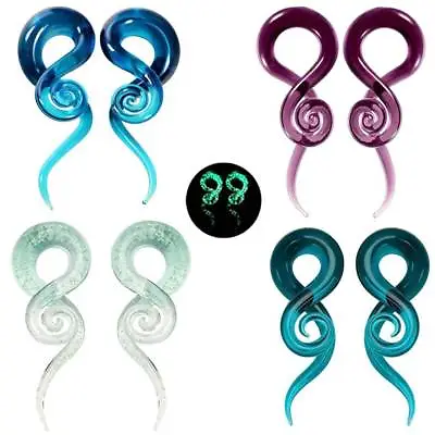 2pcs Ear Tunnels-spiral Hand Made Pyrex Glass Ear Gauges Ear Plugs Body Jewelry • $10.99
