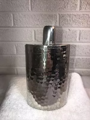 Vintage Hammered Metal Tin Lined 8 Oz Curved Flask Silver Made In Germany AHS (8 • $13