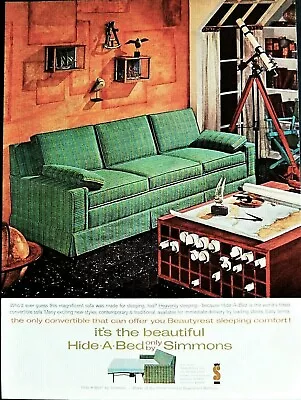 Simmons Sleeper Sofa Ad Vintage 1962 Hide A Bed Original Advertisement  • $14.94