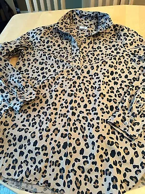 J Crew Factory Aop Cheetah Ls Button Up Shirt Womens Sz M  • $17.99