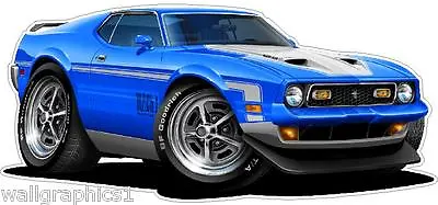 1971-72 Ford Mustang Mach 1 Wall Decal Garage Graphic Man Cave Decor Stickers • $48.89