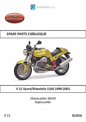 Moto Guzzi Parts Manual Book 1999 2000 & 2001 V 11 Sport / Mandello 1100 • $18.50