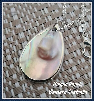 Natural Oyster Shell Blister Pendant #16 • $32