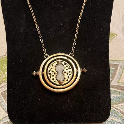 Harry Potter’s Time Turner Spinning Necklace Gold Brass Tone 26” • $11.75