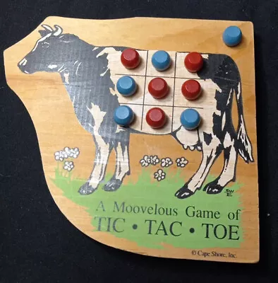 Vintage Wooden Tic Tac Toe Game Cow Cape Shore Inc Good Condition Pegs /68 • $15