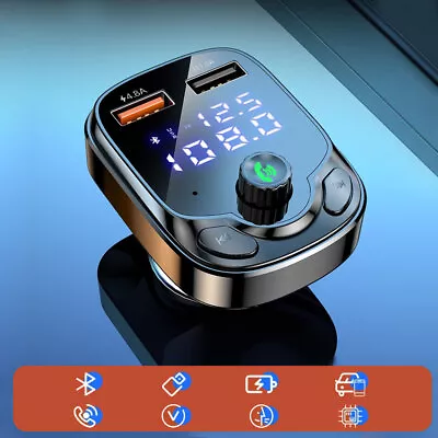 Car Bluetooth 5.0 FM Transmitter 2 USB Fast Charger QC3.0 Support TF Card-Parts • $11.67