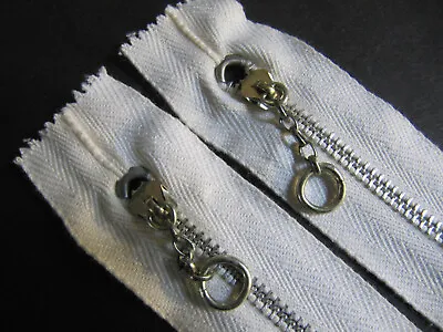 (2) Talon Falcon 3.5  WHITE Metal Ring Chain Pull Vtg Pocket Zipper USA Lot NOS • $17.95