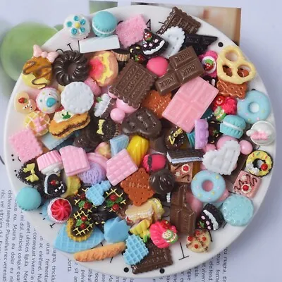$15.99 • Buy DIY 50Pcs Mixed Candy Sweets Slime Charms Set Cute Resin Flatback Slime Beads