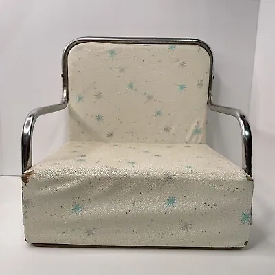 Vintage MCM Atomic Star Burst Vinyl High Chair Toddler Baby Booster Seat Metal • $124.99