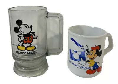 Vintage Walt Disney Mickey Mouse Clear Glass Mug And Mickey Mouse Coffee Cup. • $15.99