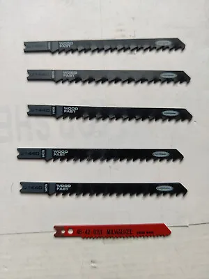 Five Warrior U-shank Jig Saw Wood Blades + One Milwaukee 48-42-0101 Steel Blade • $3.70