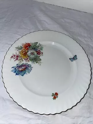 Kaiser Gold Crown West Germany Hand Painted Flowers Blue Butterfly 8” Plate • $22.10