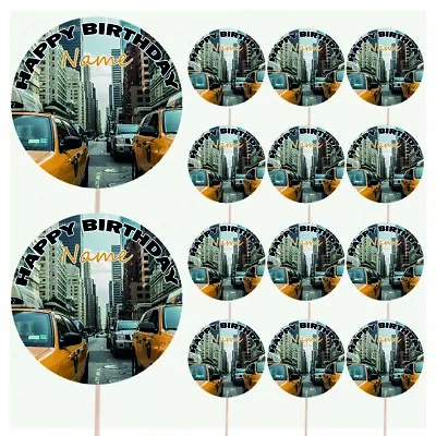 £5.99 • Buy New York Cab PERSONALISED Food Cake Toppers Picks Birthday Decorations 14 Pack