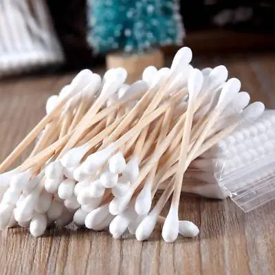 100pcs Bamboo Cotton Buds Cotton Swabs Tips Medical Ear Cleaning Wood Sticks • £1.55