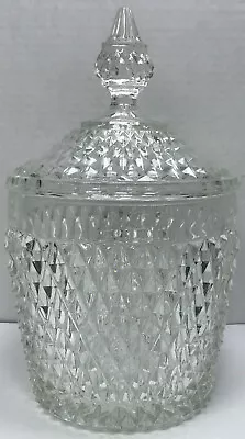 Vintage Crystal Glass Canister Large Biscuit Jar W/Lid 10.5”H X 6.5”W Clear EUC • $19.45