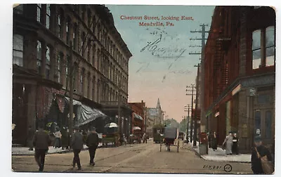 1912 Meadville PA Postcard Chestnut Street Looking East [s.5028] • $5