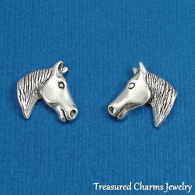 .925 Sterling Silver HORSE HEAD Equestrian Post Stud EARRINGS • $13.95