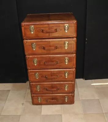 Campaign Chest Drawers - Leather Tall Boy Colonial Furniture • £1295