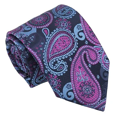 Blue & Orchid Mens Tie Paisley Bohemian Modern Style Classic Wedding Tie By DQT • £7.99