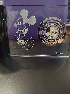 Etched Glass Mickey Mouse Desk Clock -Disney • $5