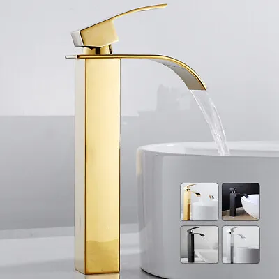 £36.99 • Buy Tall Bathroom Taps Waterfall Basin Mixer Tap Counter Top Brass Faucet Chrome UK