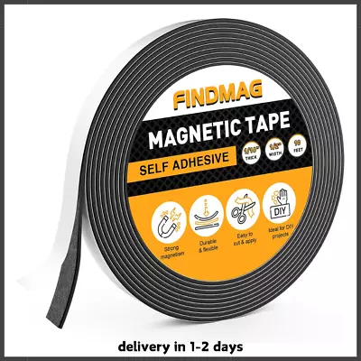 Magnetic Strip Tape 15Ft Flexible Roll Adhesive Backed Magnet Strong Sticky 1/2' • $7.45